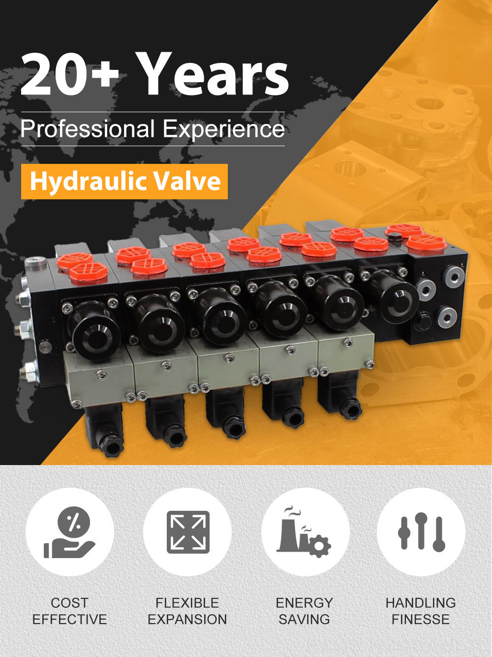 HSDSL Electric proportional and Manual 6 Spool Proportional Control Valve detailed image